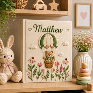 Personalized Embroidered Bunny Baby Photo Album, Custom Name Memory Book Rabbit Nursery Decor, Baby Girl Shower Gift, Newborn Keepsake Gift
