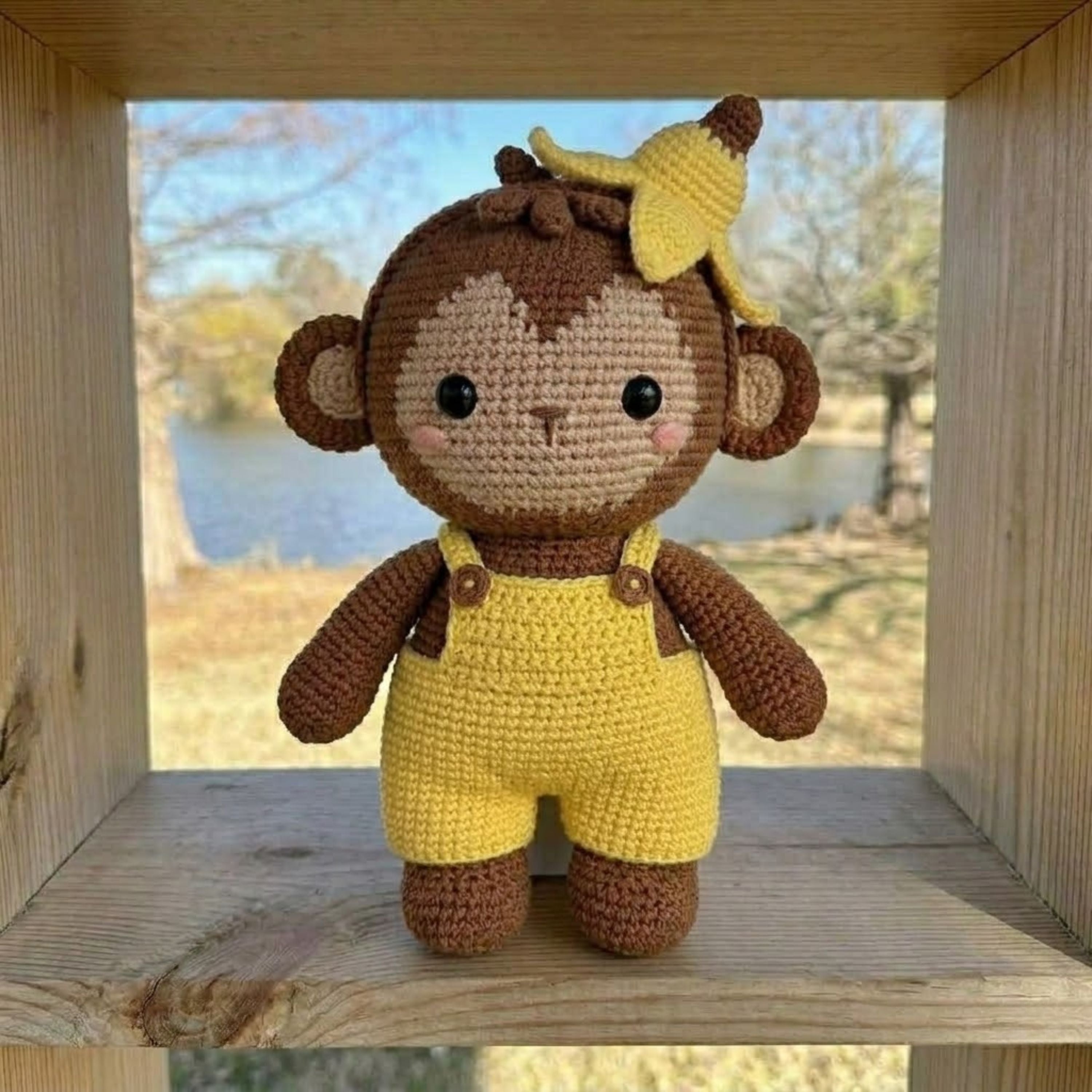 Crochet Monkey Plush, Handmade Amigurumi Banana Monkey Stuffed Animal, Cute Safari Nursery Decor, Kawaii Gift Toy, Sizes 4-12 Inch Kids Gift