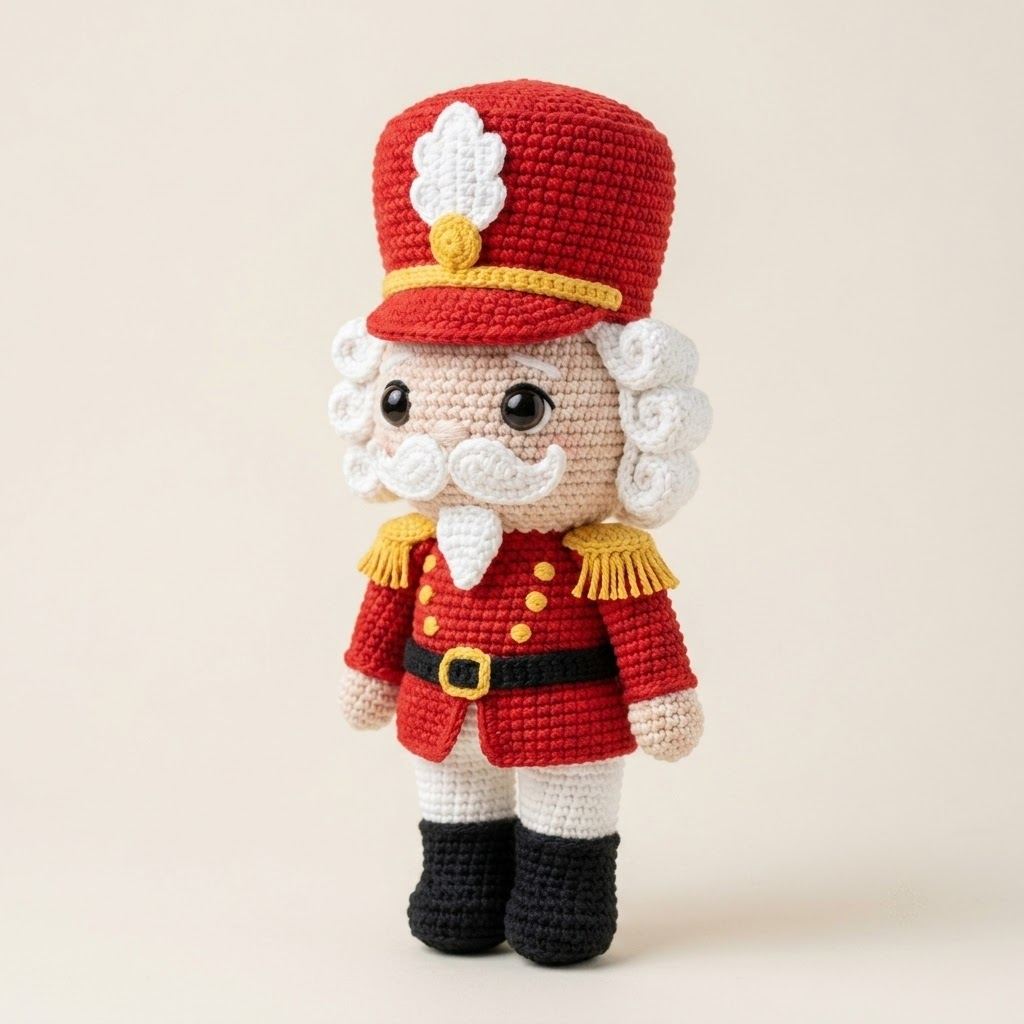 Crochet Nutcracker Soldier Doll Christmas Amigurumi Handmade Holiday Plush