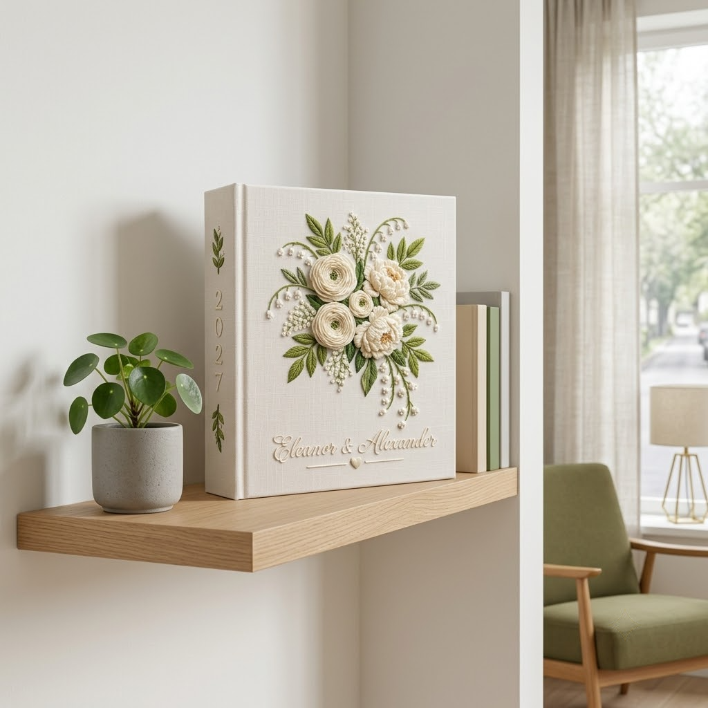Mom Gift Idea, Custom Photo Album With Sleeves, Floral Wedding Memory Book
