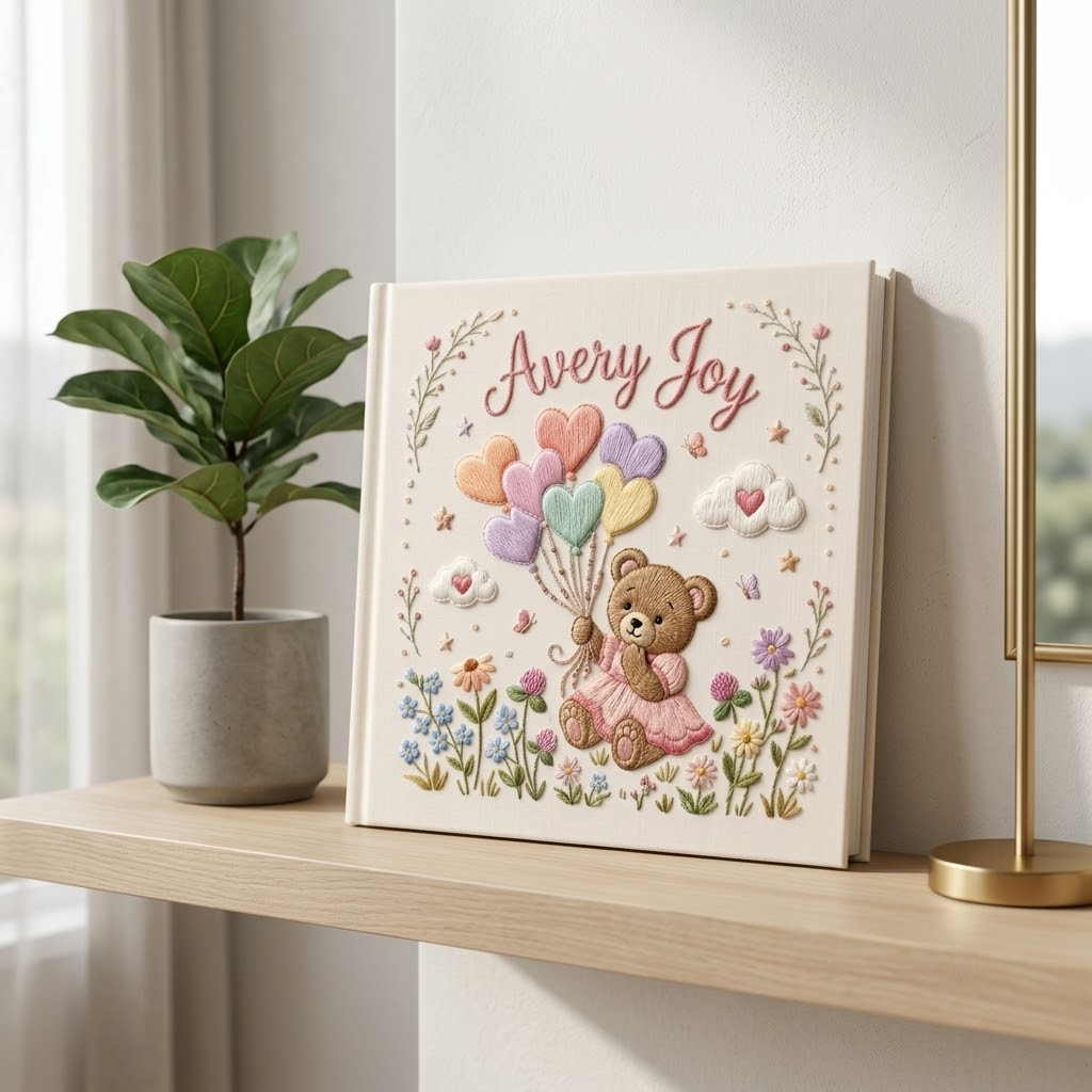 Custom Photo Album, Hand Embroidered Baby Photo Album, Personalized Baby Gift