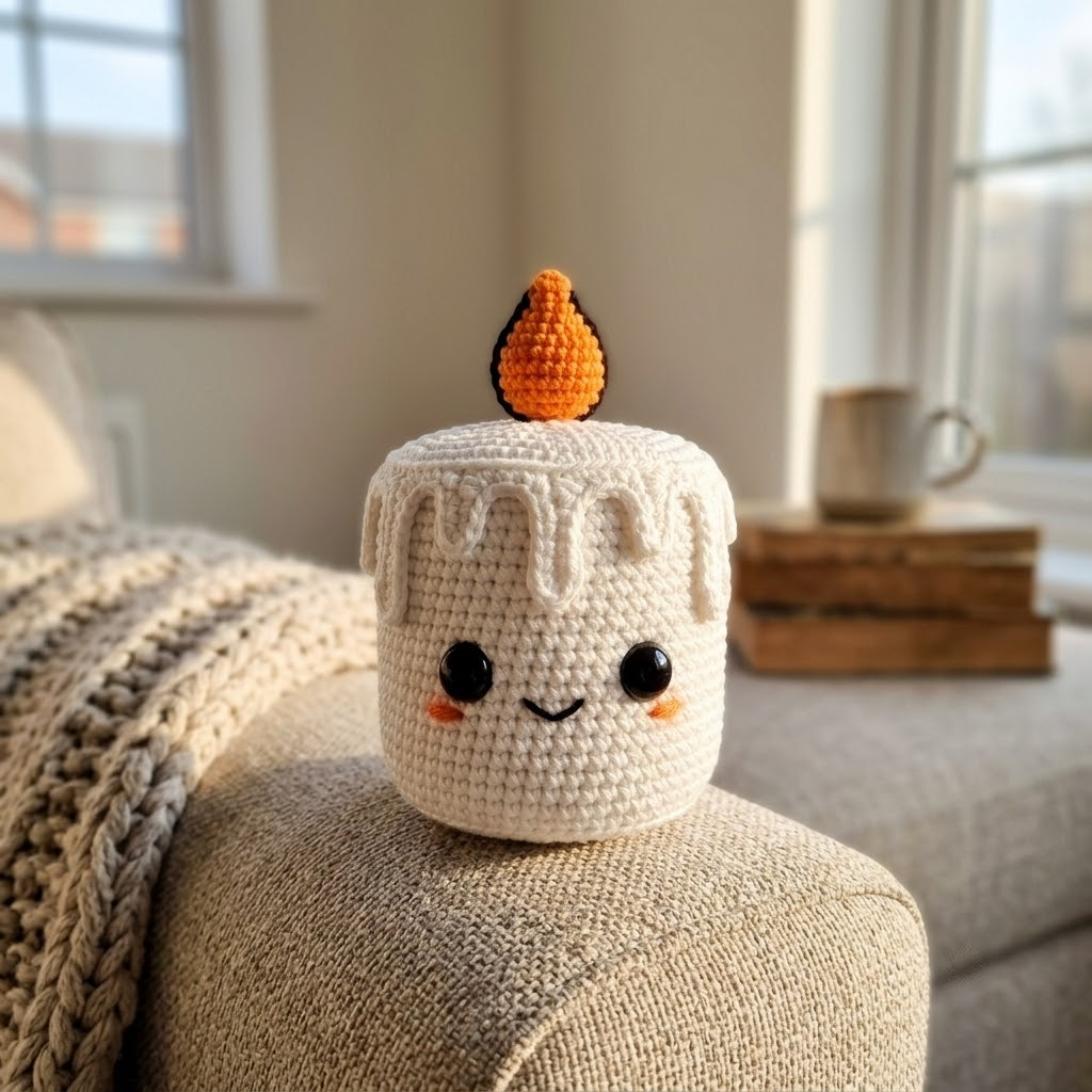 Haunted Candle Crochet Doll, Spooky Cozy Plush With Dripping Wax