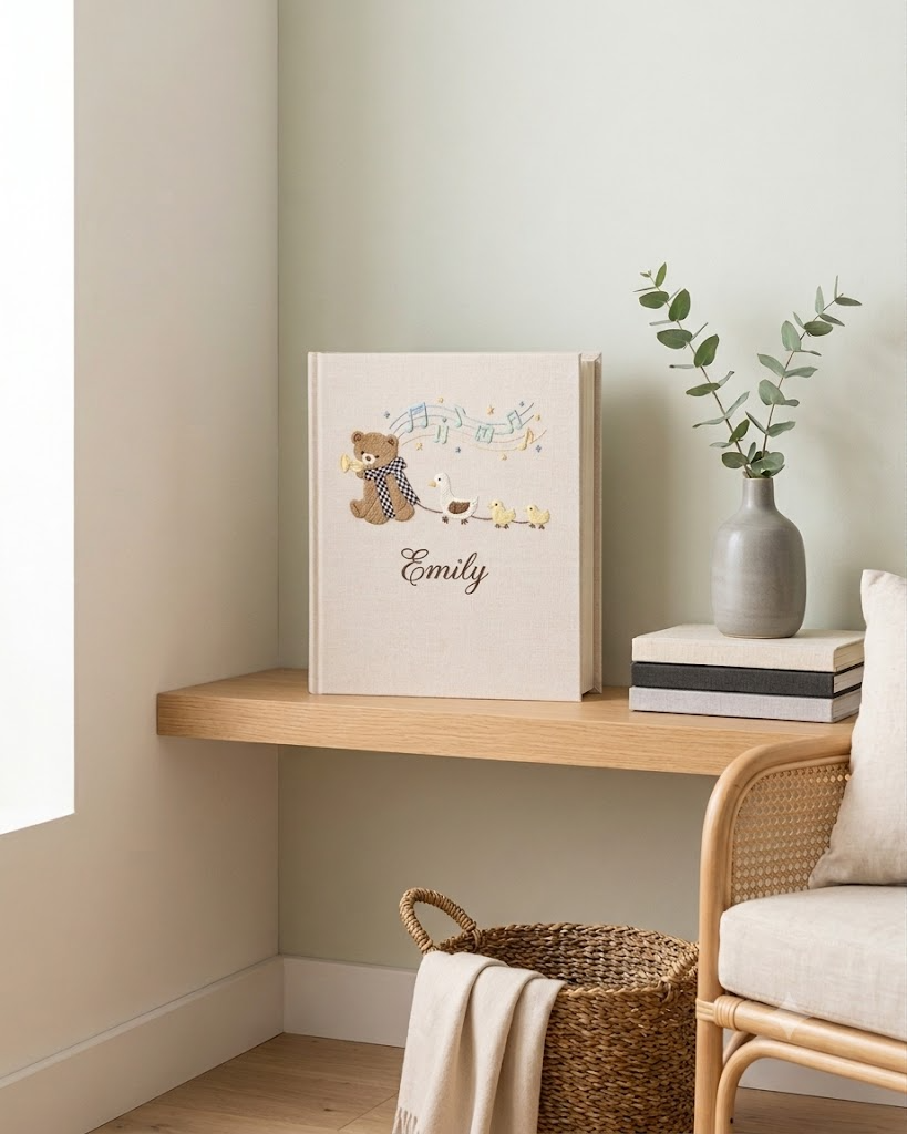 Personalized Baby Photo Album, Custom Embroidered Keepsake For New Parents