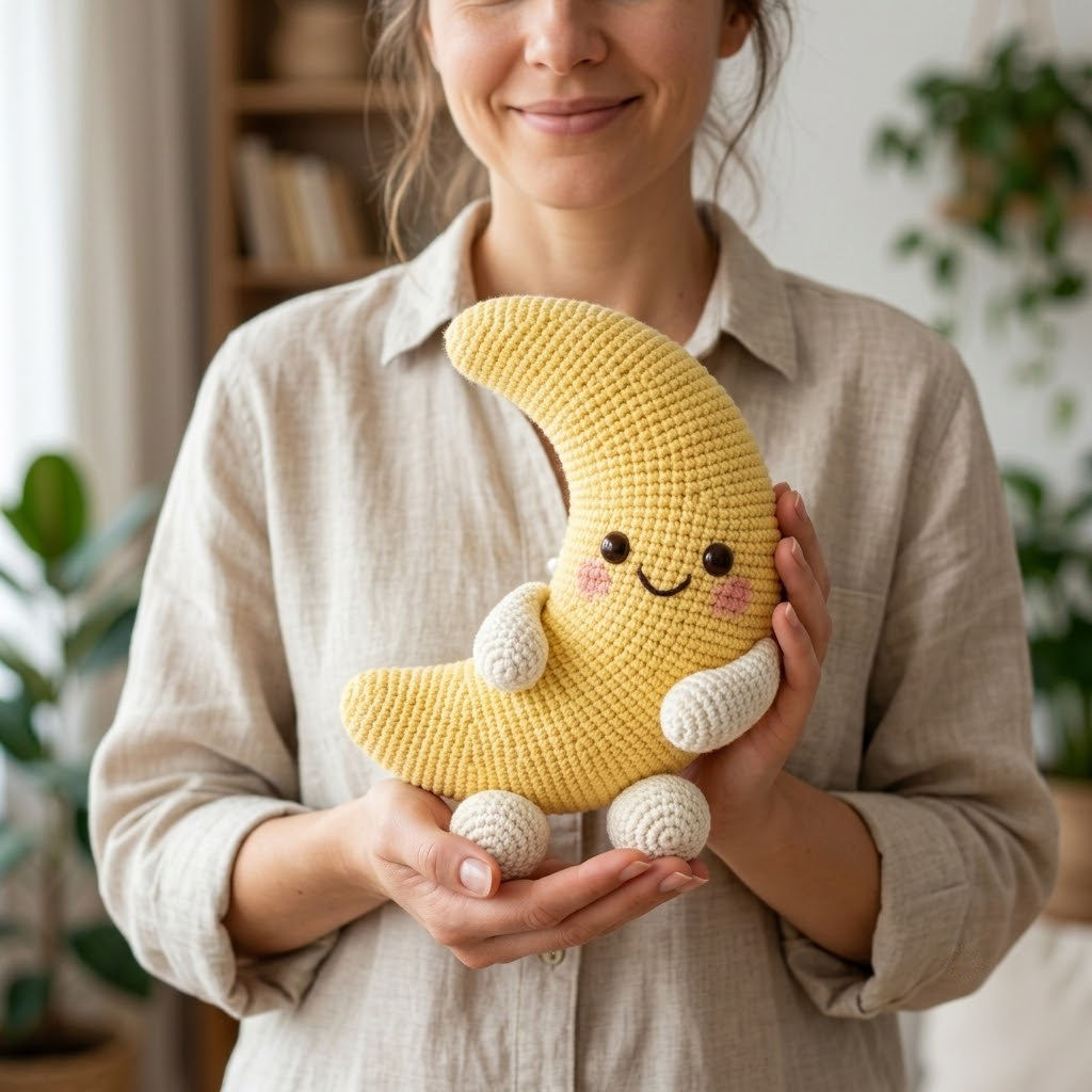 Crochet Moon Doll, Celestial Plush, Dreamy Decor For Moon Lovers