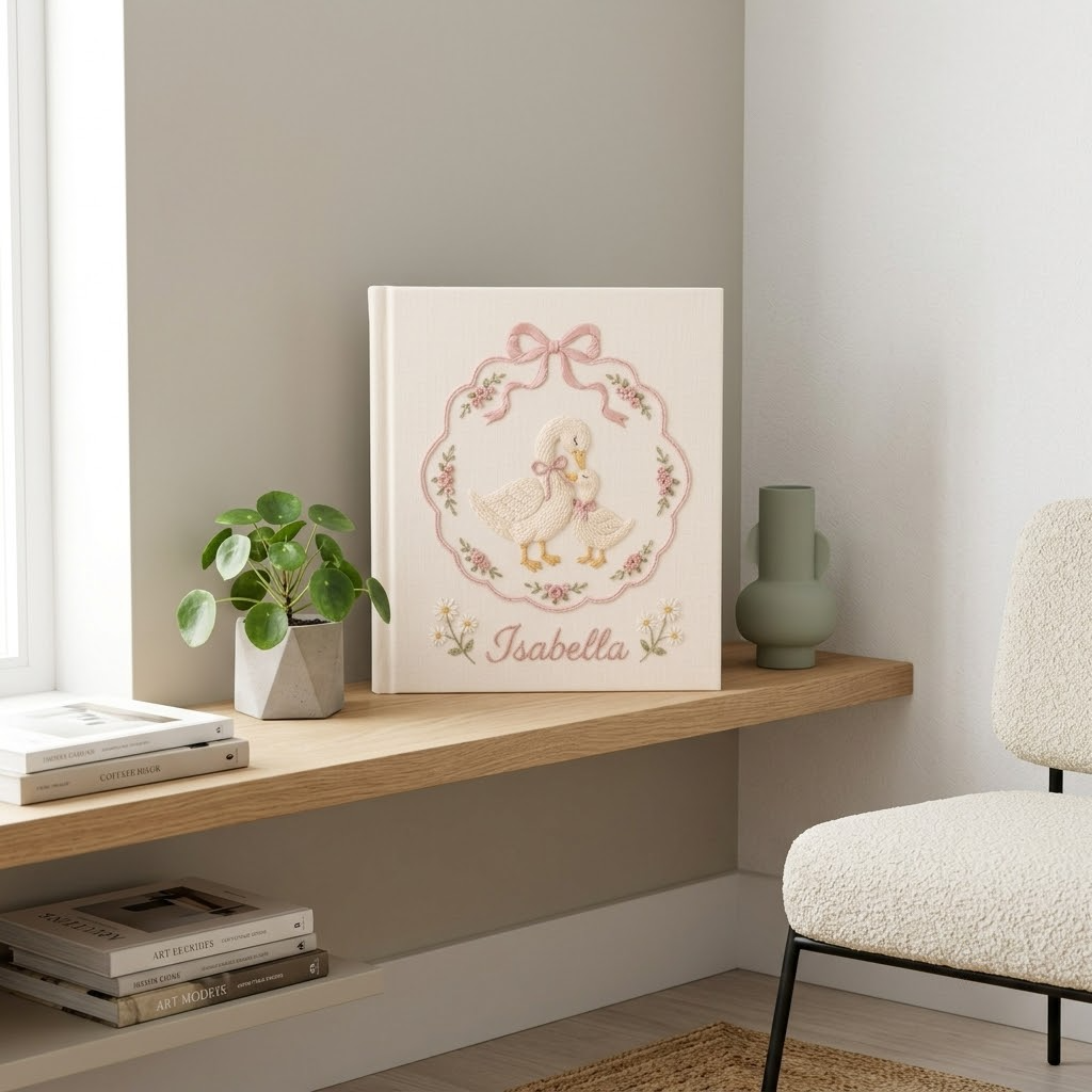 Personalized Baby Photo Album, Embroidered Baby Memory Book, Baby Shower Gift