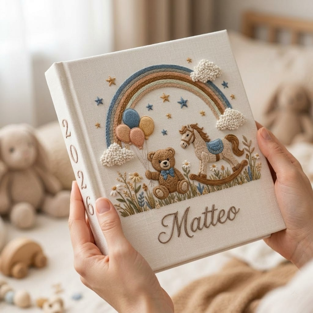 Personalized Baby Photo Album, Custom Embroidered Memory Book, Newborn Keepsake Gift