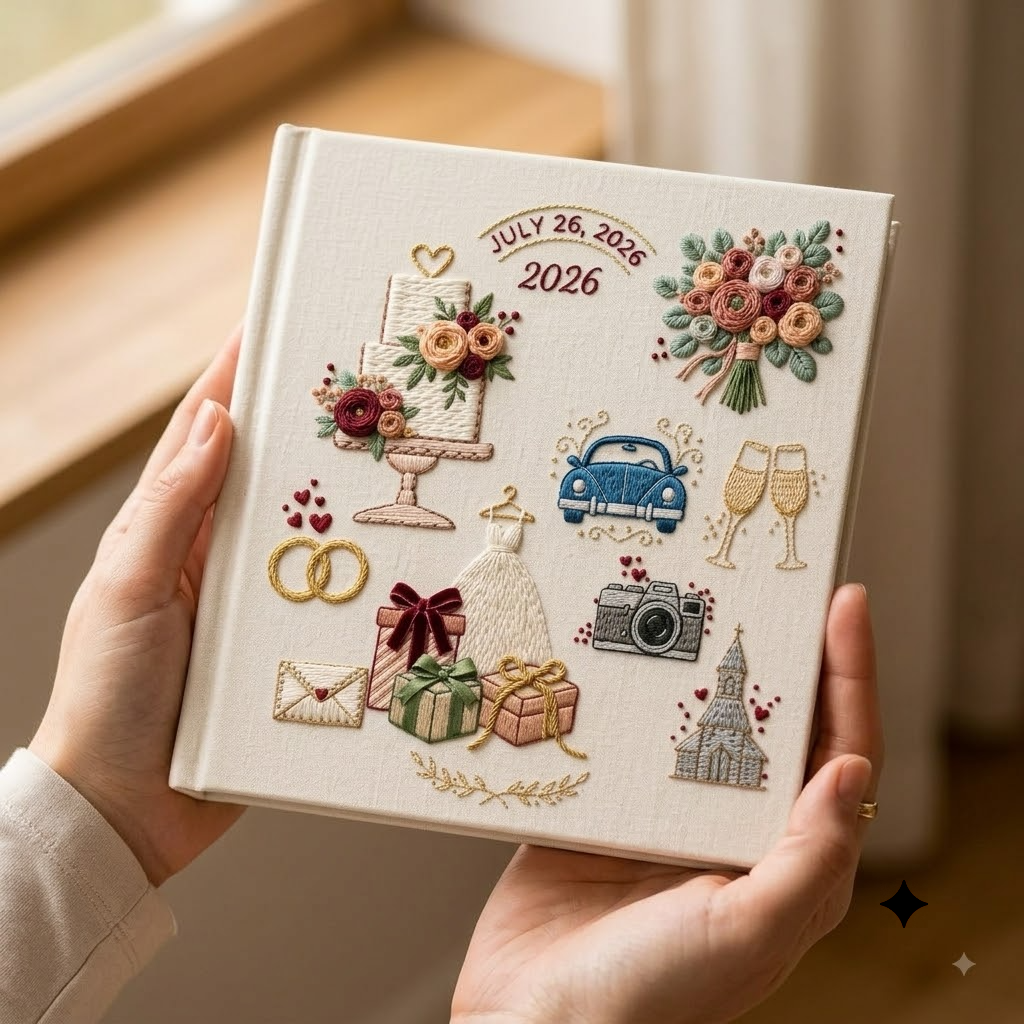 Personalized Baby Photo Album, Embroidered Baby Memory Book, Baby Shower Gift