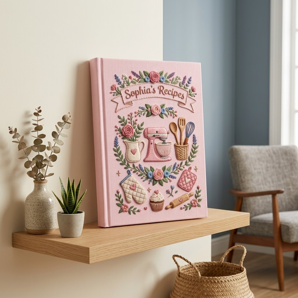 Embroidered Journal Custom Notebook Fabric A5 Recipe Journal For Cooking