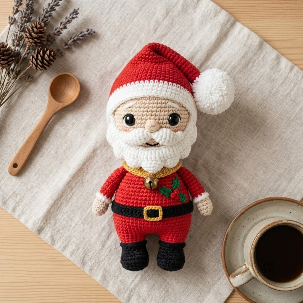 Charming Crochet Bell Santa Doll, Festive Christmas Plush, Holiday Decor