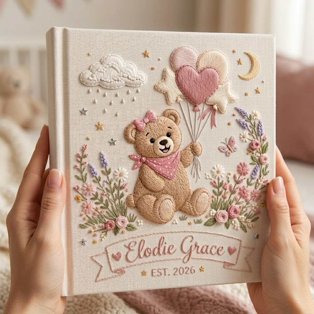 Personalized Baby Photo Album Embroidered Memory Book For Boys