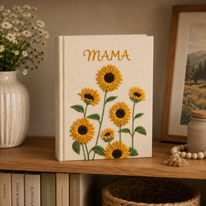Personalized Embroidered Sunflower Photo Album for Mom, Embroidered Floral Keepsake Album, Embroidered Sunflower Memory Book, Gift For Mom