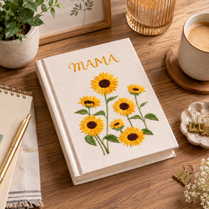 Personalized Embroidered Sunflower Photo Album for Mom, Embroidered Floral Keepsake Album, Embroidered Sunflower Memory Book, Gift For Mom