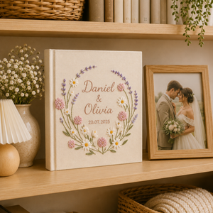 Custom Hand Embroidered Photo Album With Sleeves, Wedding Photo Album, Couple Photo Album, Baby Photo Album, Flower Embroidered Photo Album