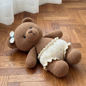 Crochet Teddy Bear Plush, Handmade Amigurumi Bear Doll With Ruffle Diaper, Cute Nursery Toy, Baby Shower Gift, 4-12 Inch Decor Doll Toy Gift