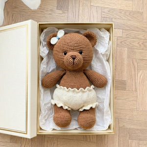 Crochet Teddy Bear Plush, Handmade Amigurumi Bear Doll With Ruffle Diaper, Cute Nursery Toy, Baby Shower Gift, 4-12 Inch Decor Doll Toy Gift