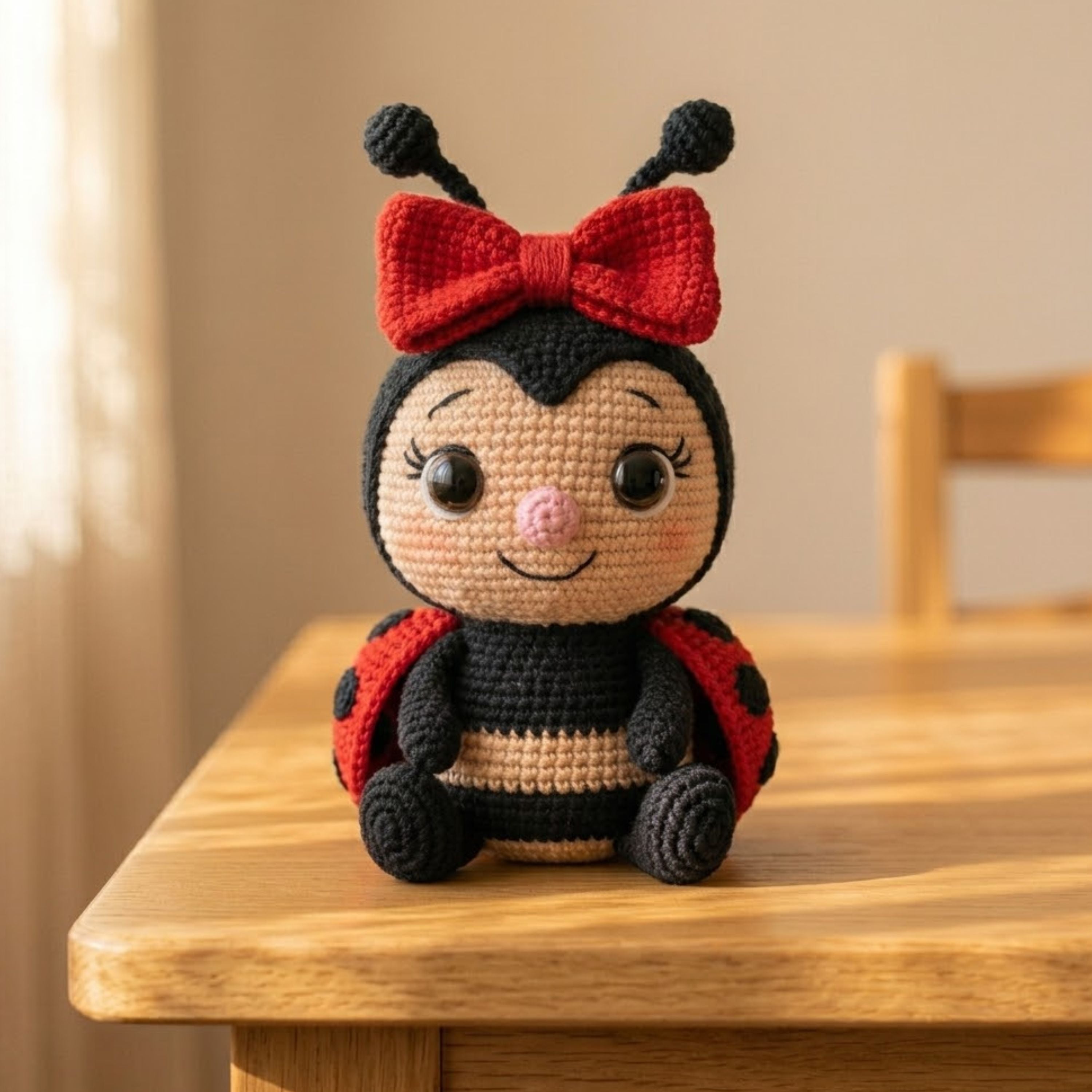 Lovely Red Crochet Ladybug Doll, Handmade Amigurumi Bug Plush, Cute Insect Nursery Decor, Baby Shower Gift, Sizes 4-12in for Kids Room Decor