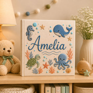 Personalized Embroidered Bunny Baby Photo Album, Custom Cute Baby Rabbit Memory Book, Pink Bow Nursery Baby Book, Newborn Keepsake Gift