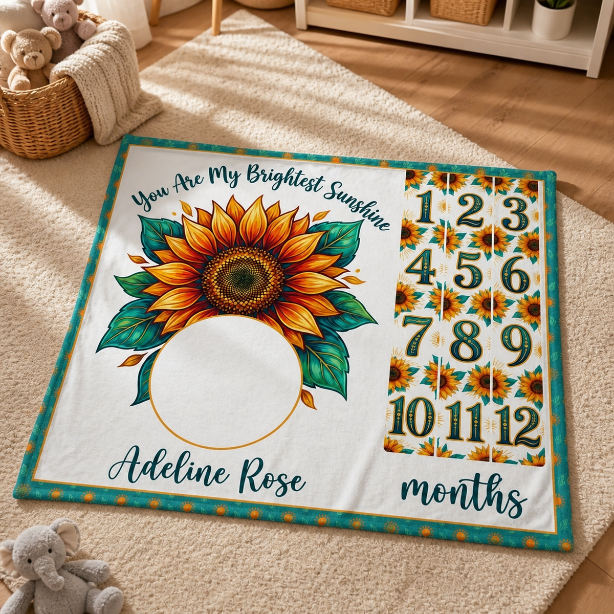 You Are My Sunshine Milestone Blanket, Fleece Blanket Flbk For Baby Girl, Sunflower Baby Gift