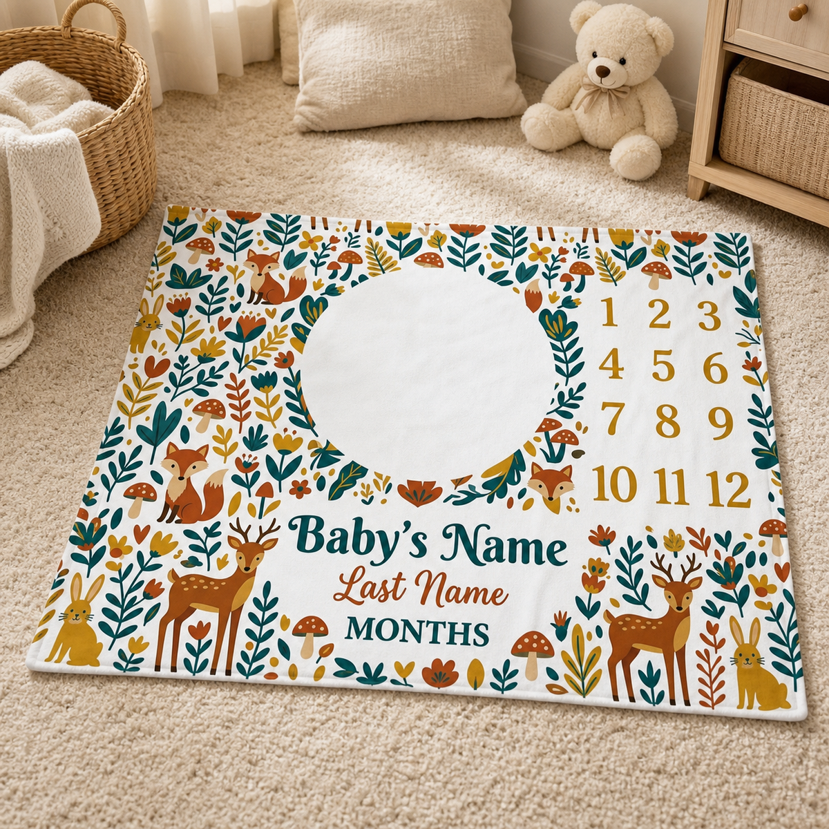 Woodland Milestone Blanket Newborn Photography Backdrop Fleece Blanket