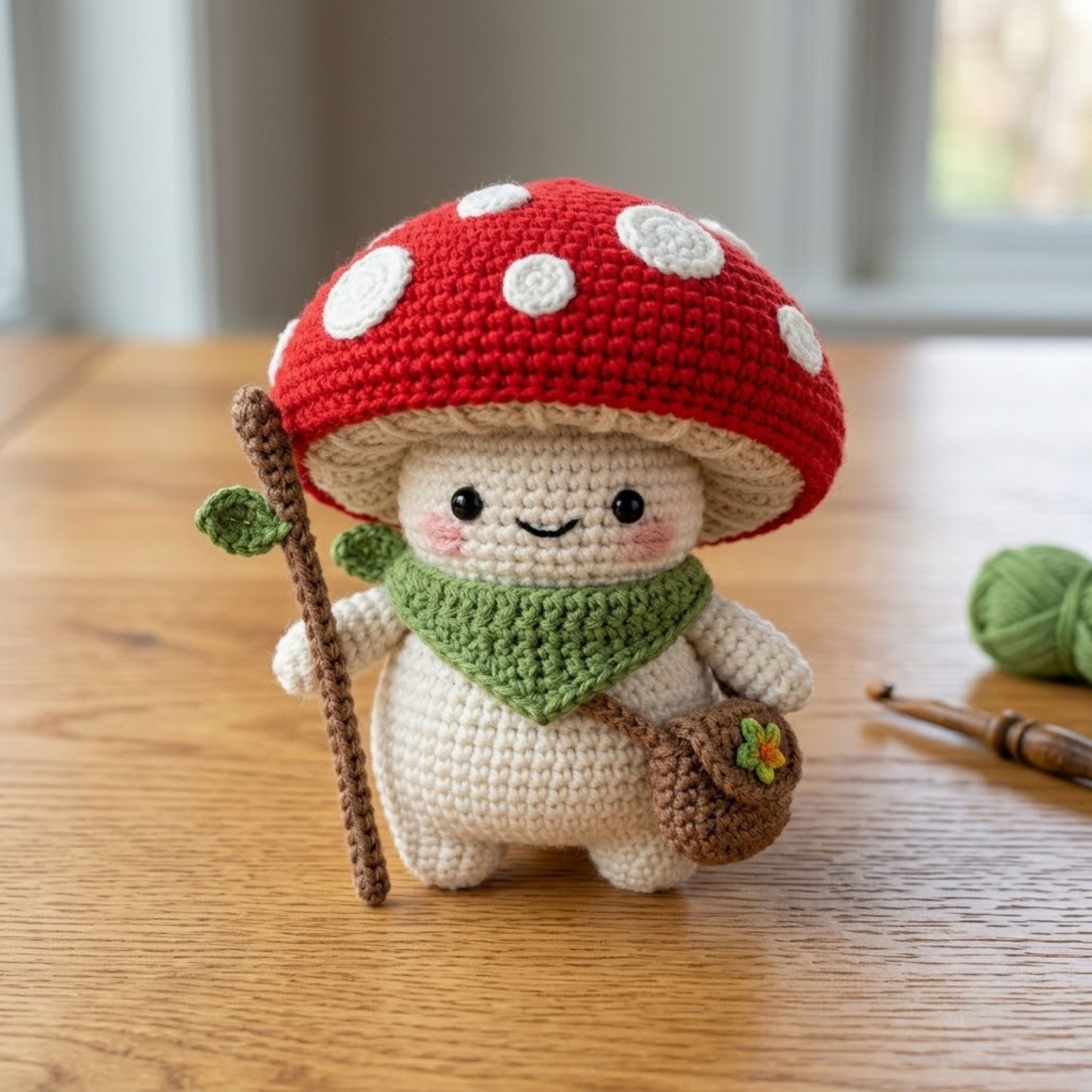 Handmade Crochet Mushroom Plush, Cute Amigurumi Toadstool Doll, Forest Fairy Yarn Toy, Woodland Gift for Kids Room Decor