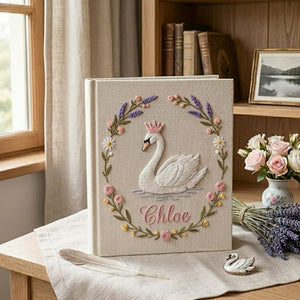Personalized Baby Photo Album, Hand Embroidered Dinosaur Memory Book, Custom Name Keepsake, Woodland Nursery Gift, Newborn, Baby Shower Gift