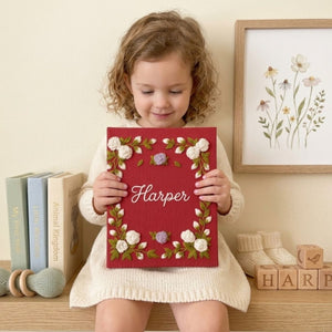 Personalized Baby Photo Album, Hand Embroidered Dinosaur Memory Book, Custom Name Keepsake, Woodland Nursery Gift, Newborn, Baby Shower Gift
