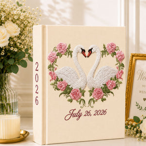 Custom Hand Embroidered Wedding Photo Album, Custom Linen Wedding Guest Book, Champagne Toast Keepsake Wedding Book, Bridal Shower Gift