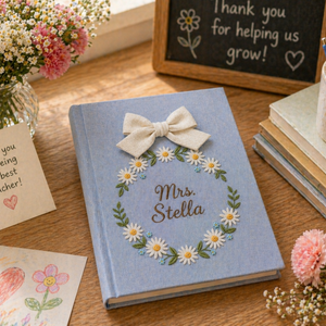 Hand Embroidered Photo Album With Sleeves, Unique Photo Album, Floral Memory Book, Gift for Mom, Teacher Appreciation, Baby Scrapbook