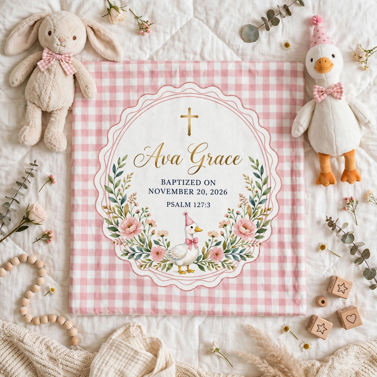 Personalized Christian Baby Blanket For Baby Girl With Custom Name, Fleece