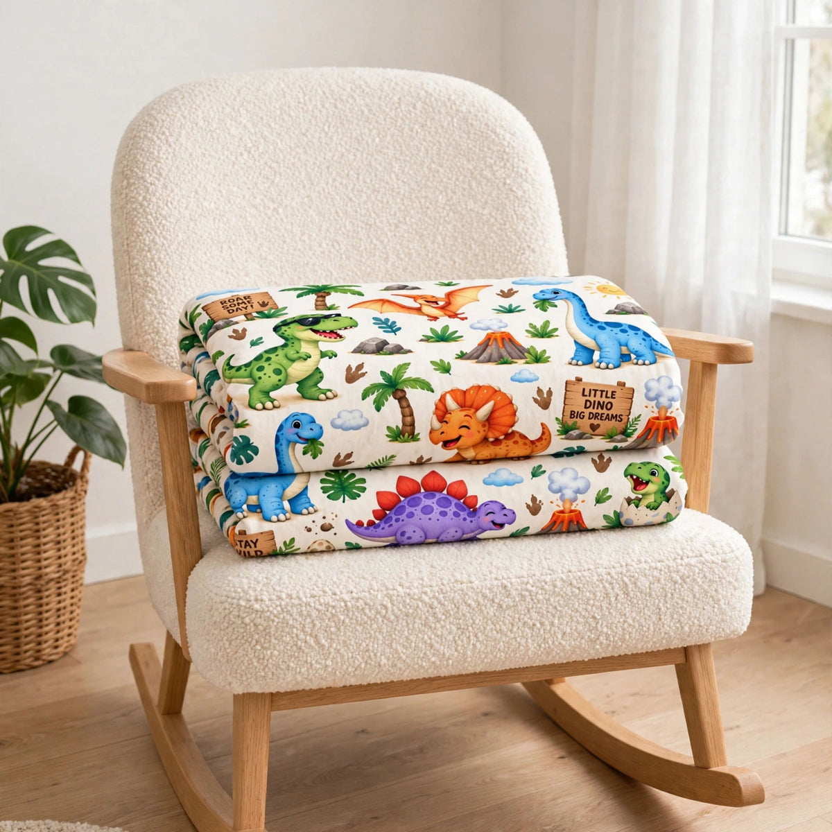 Dinosaur blanket, Cute Cartoon Dinosaur World Baby Blanket, Soft Volcano Jungle Nursery Blanket For Boys