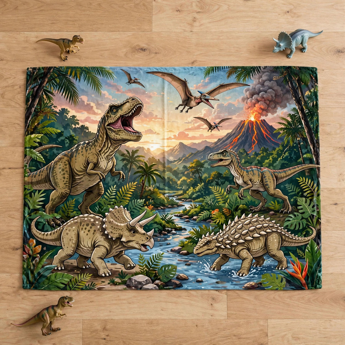 Dinosaur blanket, Prehistoric Dinosaur World Baby Blanket, Soft Volcano Jungle Nursery Blanket For Baby Boys