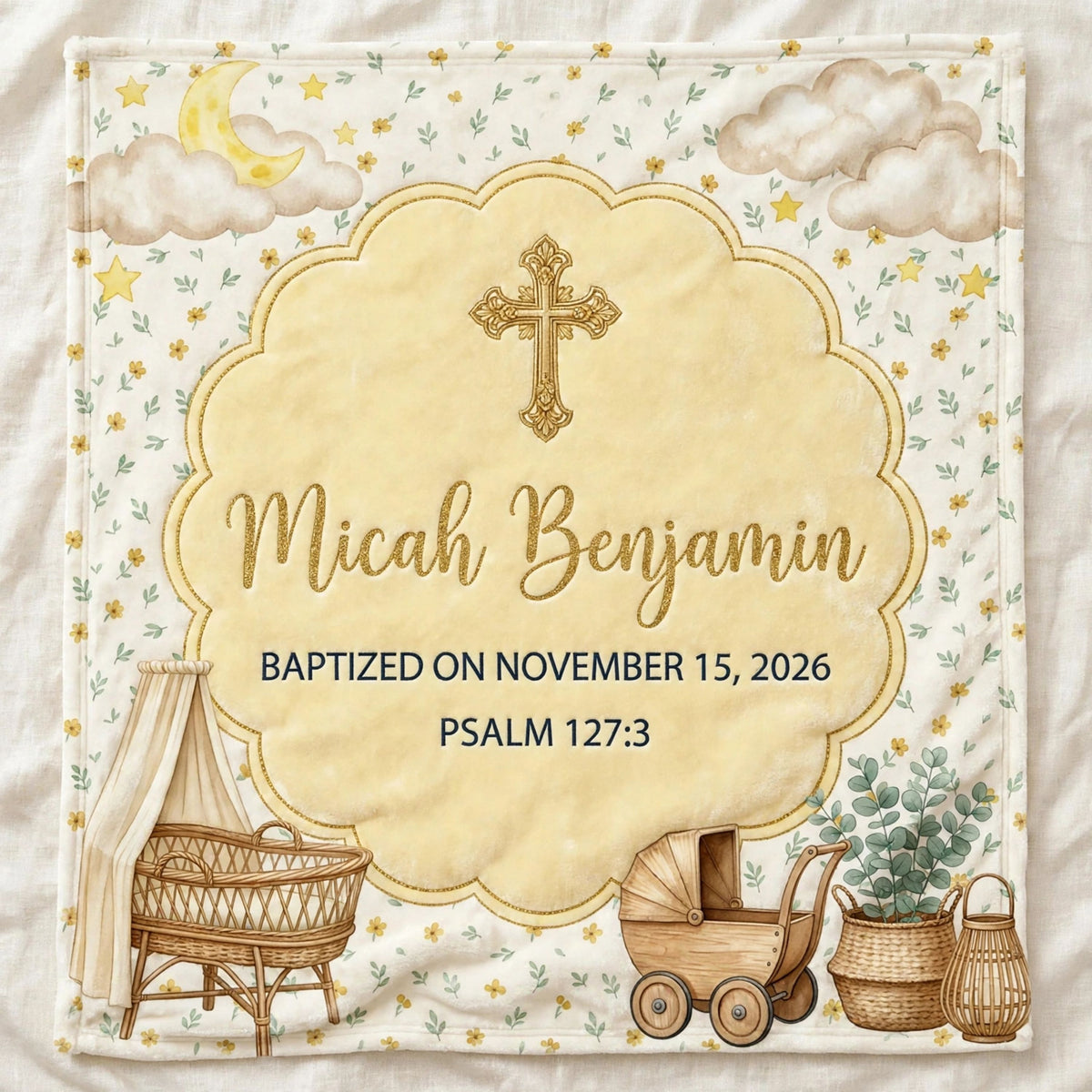 Personalized Christian Baby Blanket Custom Baptism Gift Boy Girl