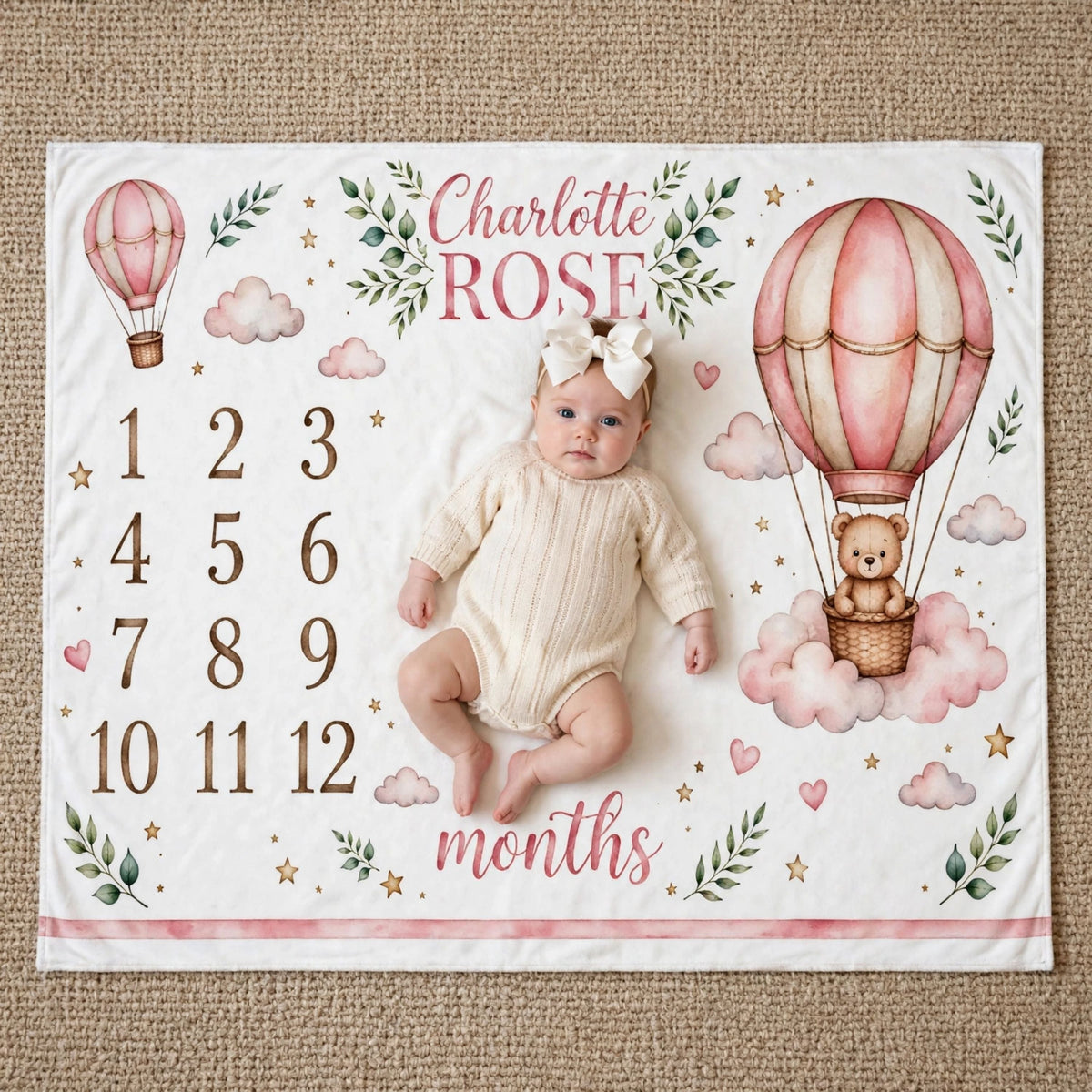 teddy bear with balloons blanket