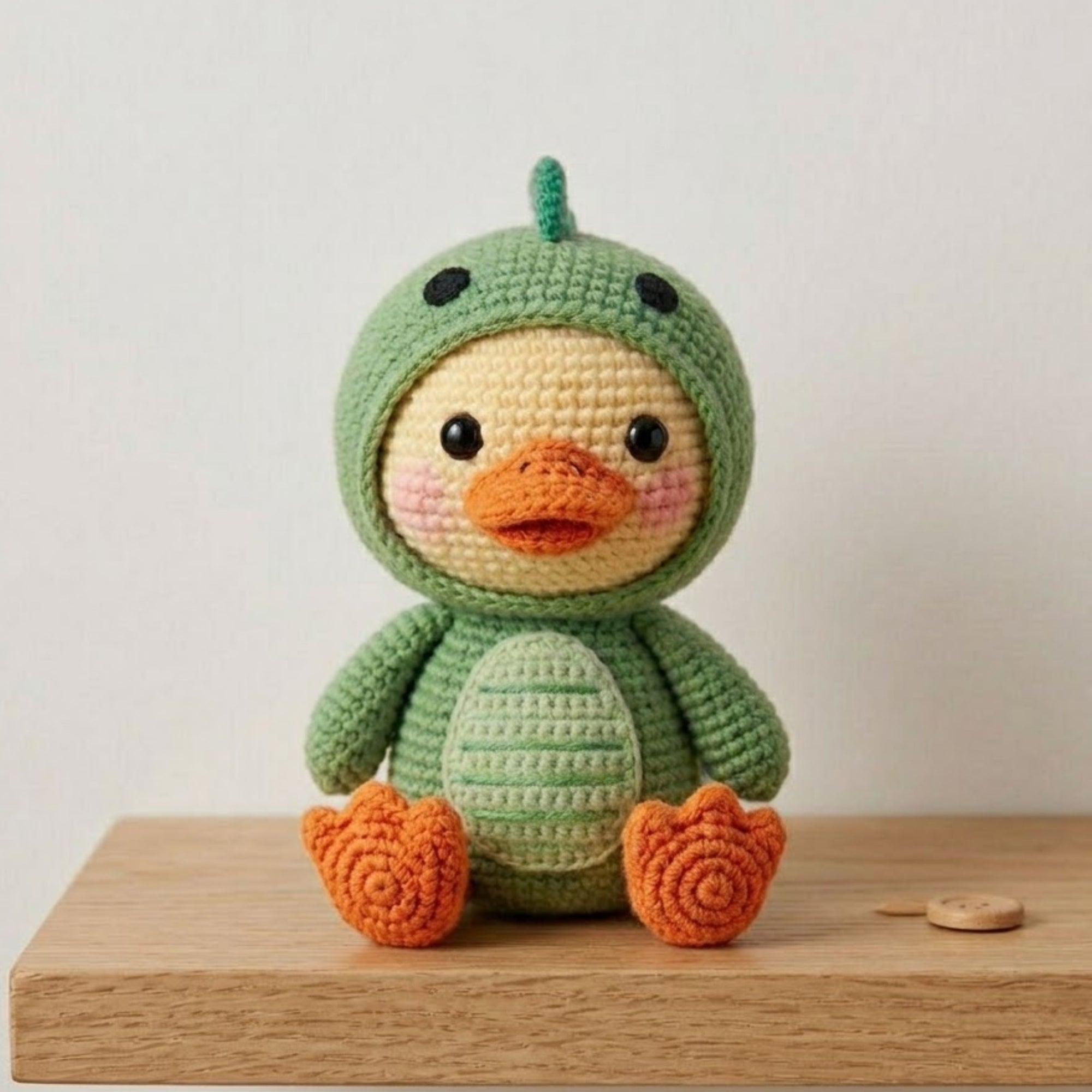 Cute Crochet Duck Dinosaur Amigurumi Plush Handmade Baby Dino Duck Toy Kawaii Animal Gift Nursery Decor Collectible