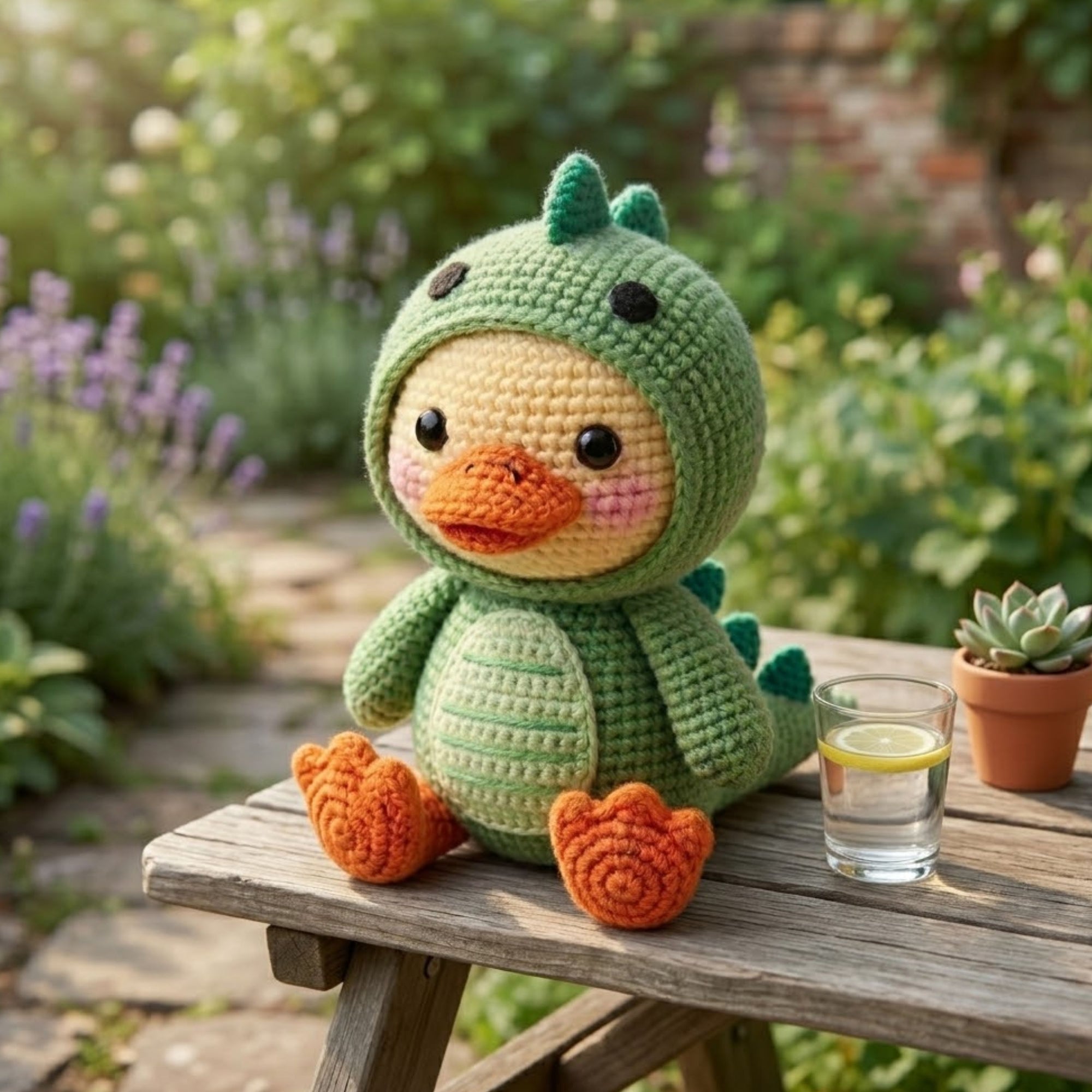 Cute Crochet Duck Dinosaur Amigurumi Plush Handmade Baby Dino Duck Toy Kawaii Animal Gift Nursery Decor Collectible