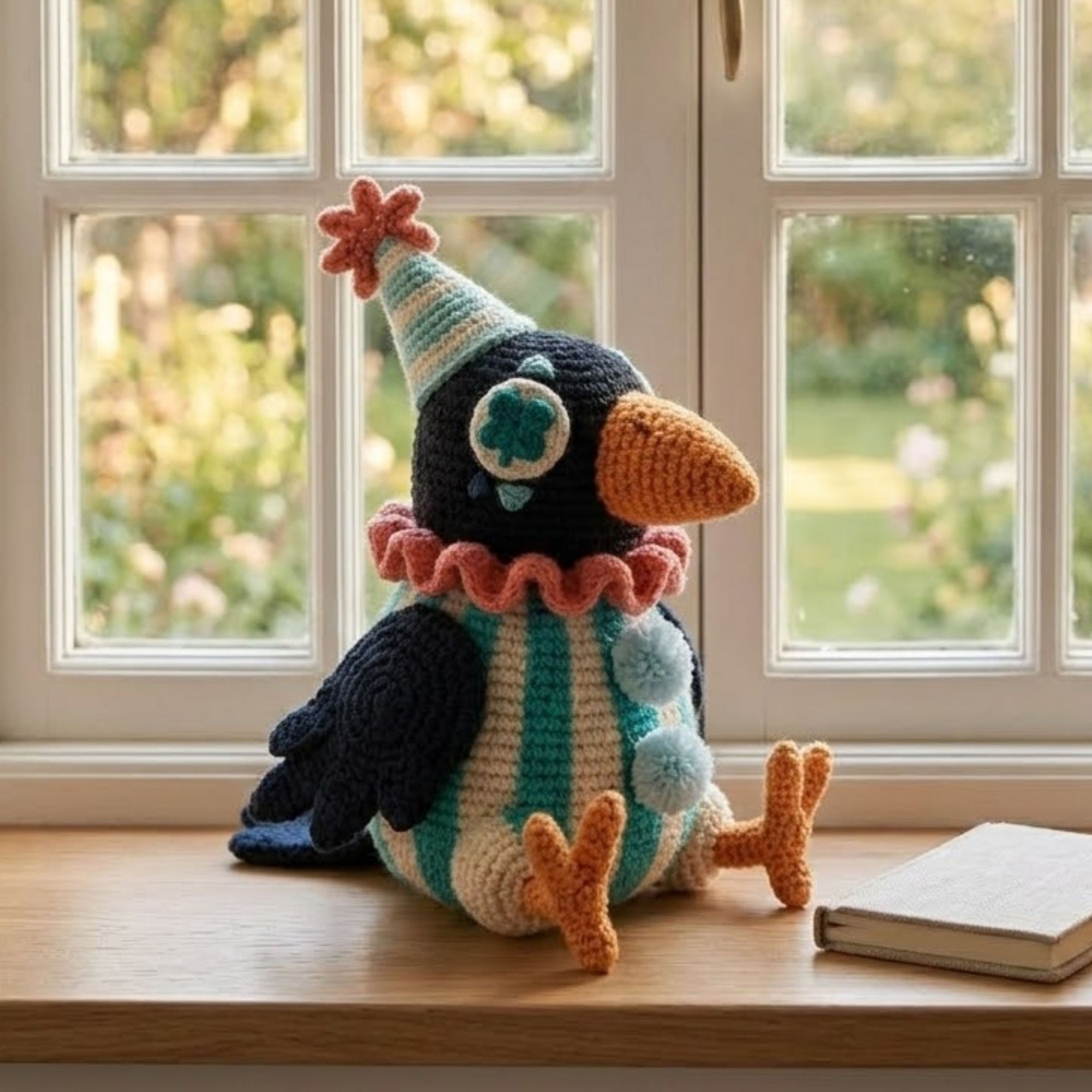 Cute Crochet Crow Doll Plush, Kawaii Amigurumi Raven Bird Toy, Handmade Birthday Nursery Decor Gift, Soft Party Bird Plush Sizes 4-12in