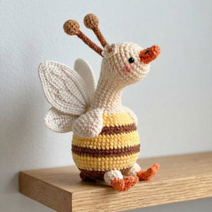 Crochet Goose Bee Plush, Handmade Amigurumi Duck Toy with Wings, Cute Kawaii Animal Gift for Kids, Collectors, Nursery Room Decor, 4-12in