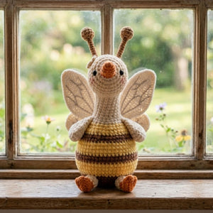 Crochet Goose Bee Plush, Handmade Amigurumi Duck Toy with Wings, Cute Kawaii Animal Gift for Kids, Collectors, Nursery Room Decor, 4-12in
