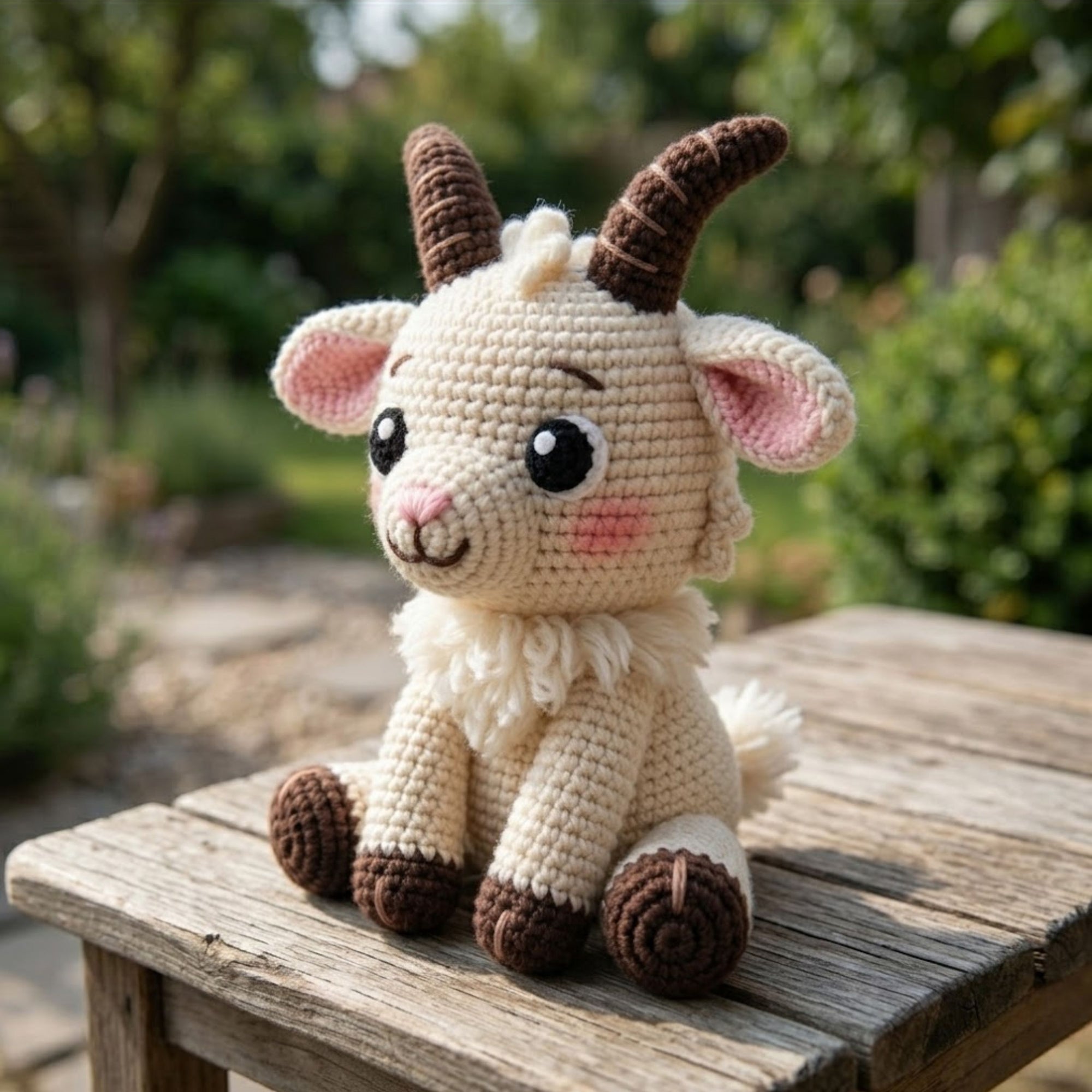 Cute Crochet Goat Doll Plush, Kawaii Amigurumi Farm Animal Baby Toy, Handmade Nursery Decor Gift, Soft Goat Plush Cute Kids Toy Sizes 4-12in