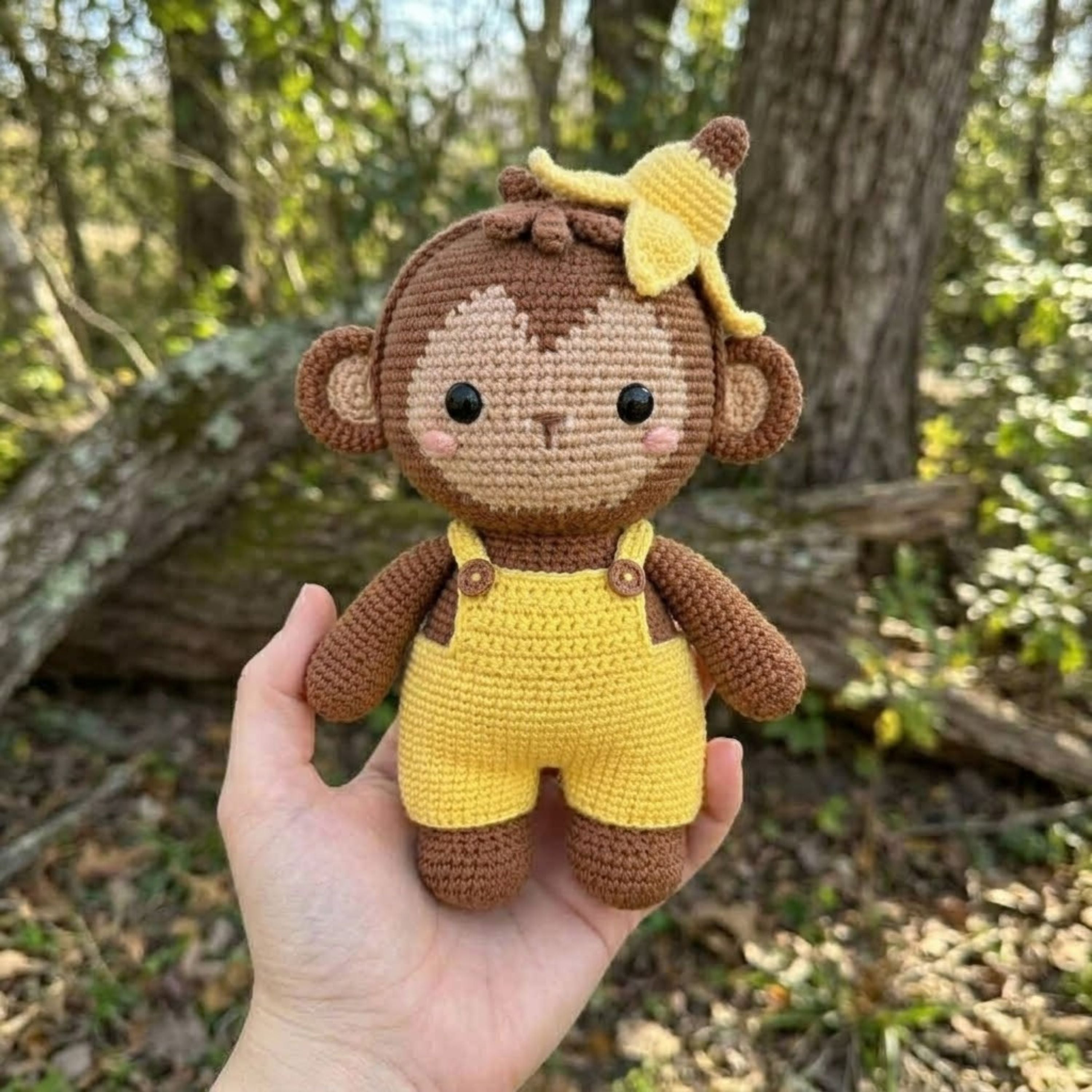 Crochet Monkey Plush, Handmade Amigurumi Banana Monkey Stuffed Animal, Cute Safari Nursery Decor, Kawaii Gift Toy, Sizes 4-12 Inch Kids Gift