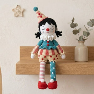 Crochet Sad Clown Doll, Handmade Amigurumi Circus Plush, Cute Pierrot Stuffed Toy, Kawaii Nursery Decor Gift, Sizes 4-12 Inch Soft Toy Decor