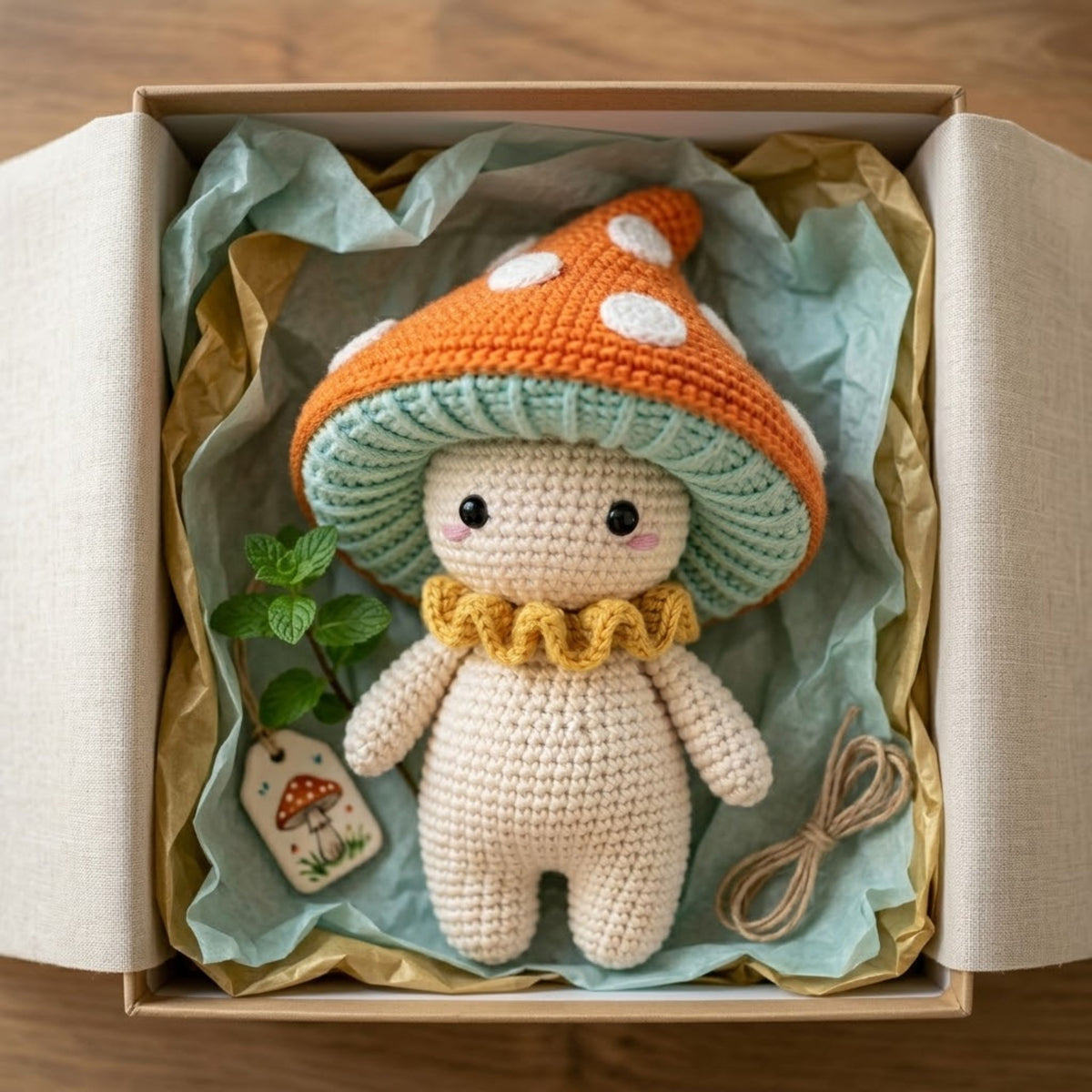 Crochet Mushroom Doll Plush, Handmade Amigurumi Toadstool Stuffed Toy, Cute Forest Fairy Gift, Kawaii Nursery Decor, Size 4-12 Inch Soft Toy