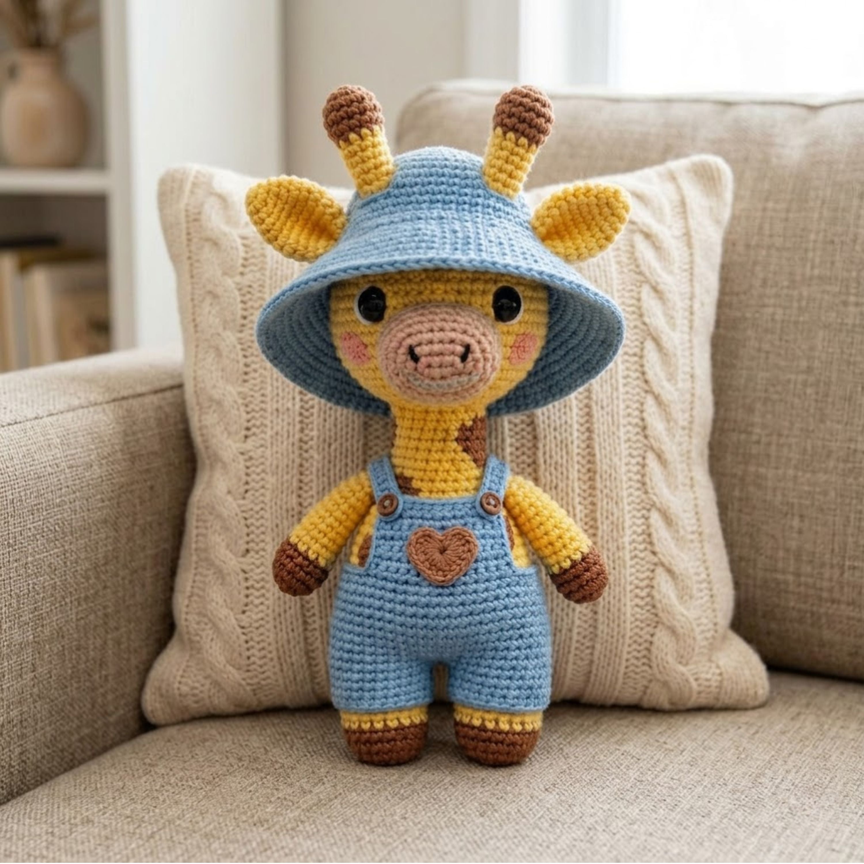 Crochet Giraffe Plush, Handmade Amigurumi Safari Animal Stuffed Toy, Cute Nursery Decor Gift, Kawaii Baby Room Toy, Sizes 4-12 Inch Soft Toy