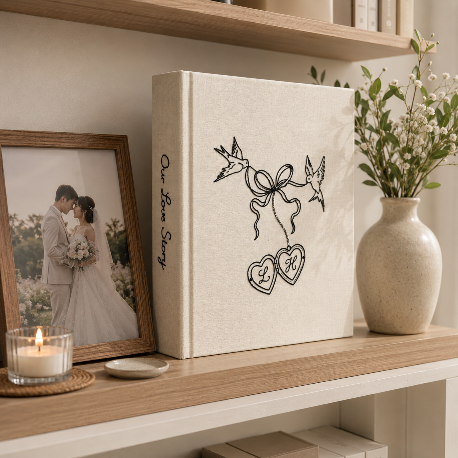 Hand Embroidered Photo Album With Sleeves, Embroidered Memory Book, Anniversary Gift, Unique Photo Album, Wedding Embroidered Photo Album