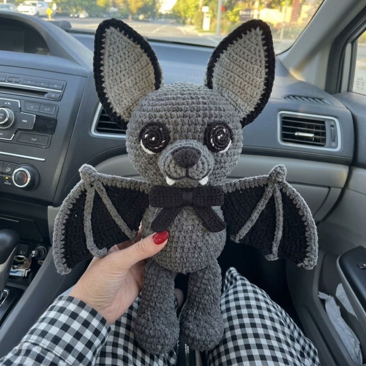 Crochet Bat Plush, Handmade Amigurumi Bat Doll, Gothic Kawaii Stuffed Animal, Halloween Nursery Decor, Cute Vampire Bat Gift 4-12in Soft Toy