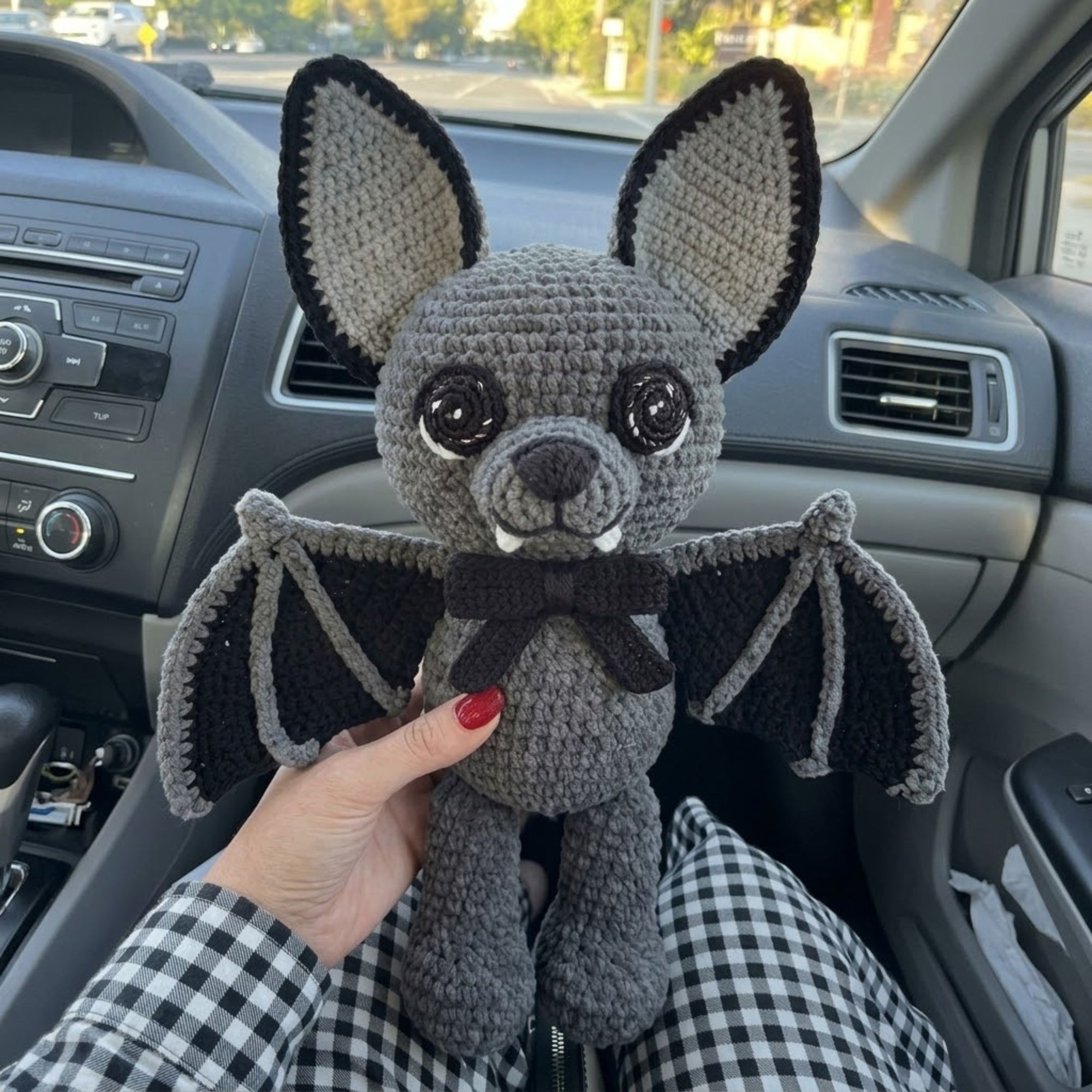 Crochet Bat Plush, Handmade Amigurumi Bat Doll, Gothic Kawaii Stuffed Animal, Halloween Nursery Decor, Cute Vampire Bat Gift 4-12in Soft Toy