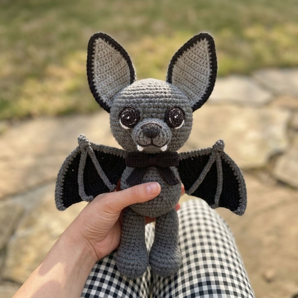 Crochet Bat Plush, Handmade Amigurumi Bat Doll, Gothic Kawaii Stuffed Animal, Halloween Nursery Decor, Cute Vampire Bat Gift 4-12in Soft Toy