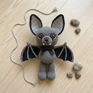 Crochet Bat Plush, Handmade Amigurumi Bat Doll, Gothic Kawaii Stuffed Animal, Halloween Nursery Decor, Cute Vampire Bat Gift 4-12in Soft Toy