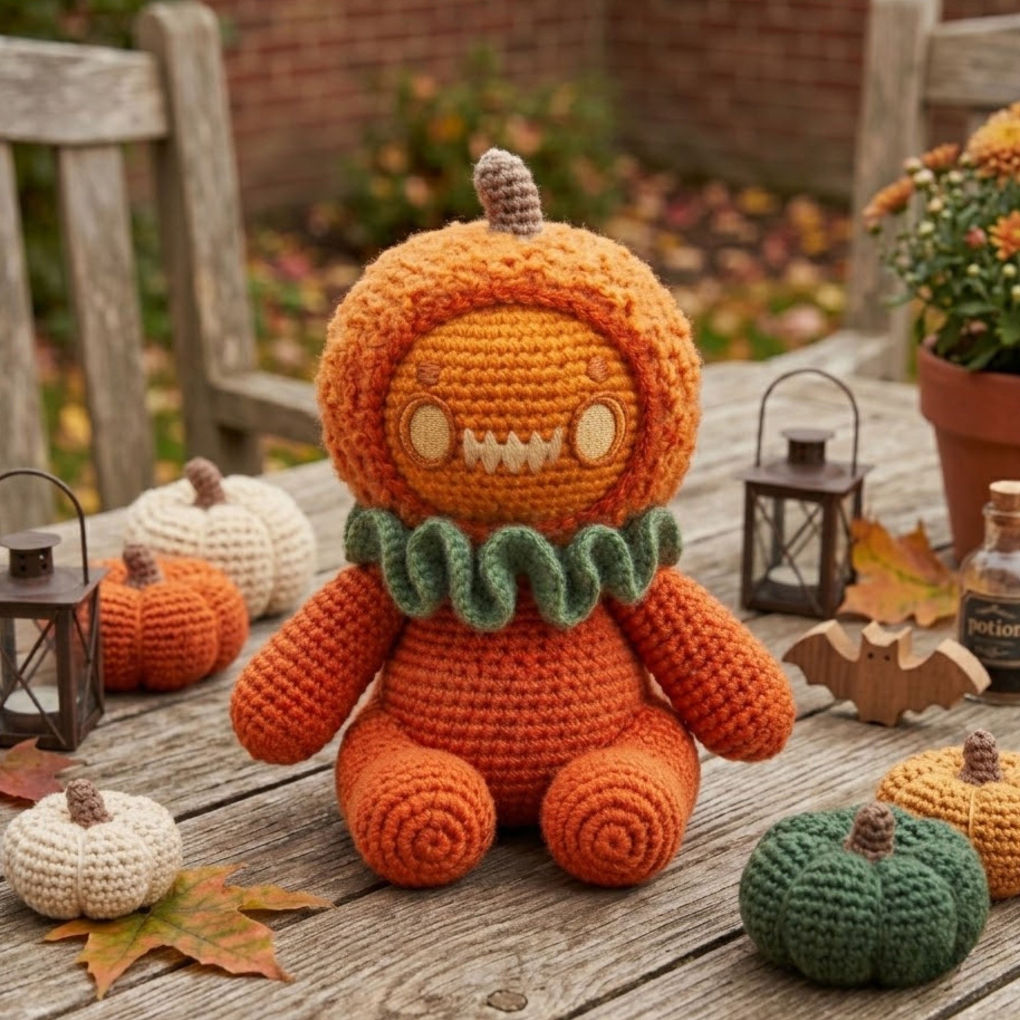 Crochet Pumpkin Monster Amigurumi Plush, Handmade Halloween Stuffed Toy, Cute Fall Nursery Decor, Custom 4-12 Inch Spooky Soft Gift For Kids