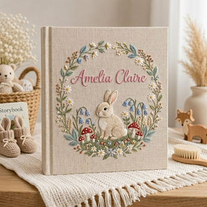 Personalized Baby Photo Album, Hand Embroidered Dinosaur Memory Book, Custom Name Keepsake, Woodland Nursery Gift, Newborn, Baby Shower Gift